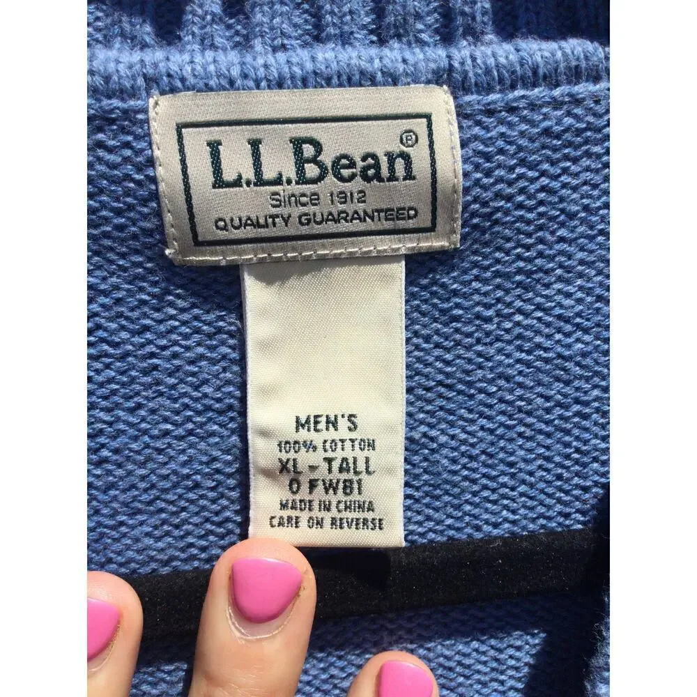 Vintage‎ L.L.Bean Mens V-neck Sweater Vest Size XXL Tall Blue Emo Cotton Preppy